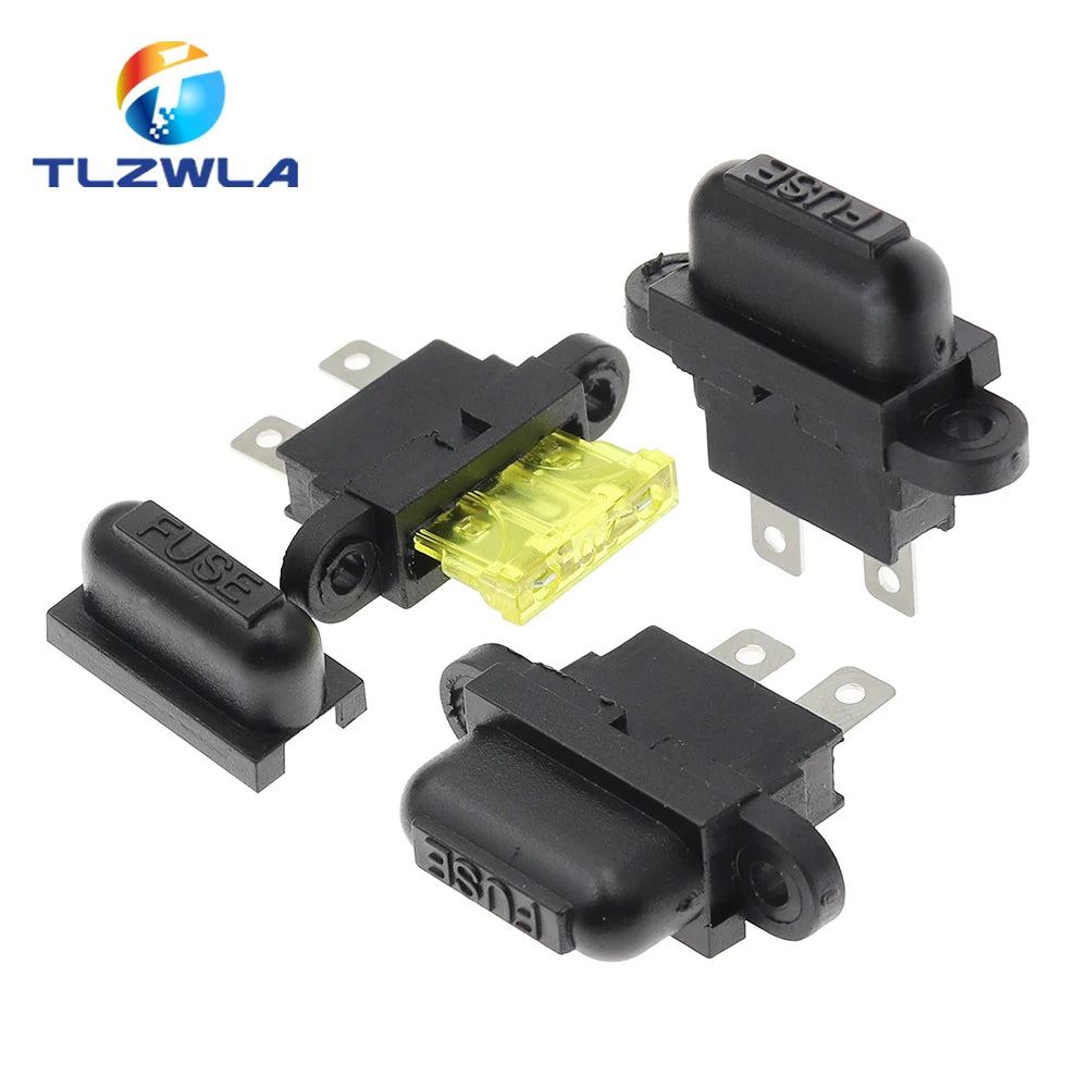 5PCS Waterproof Auto Standard Middle Fuse Holder + 1-50A Car Boat Truck ATC ATO Blade Fuse 3A 5A 10A 15A 20A 25A 30A 35A 40A 50A