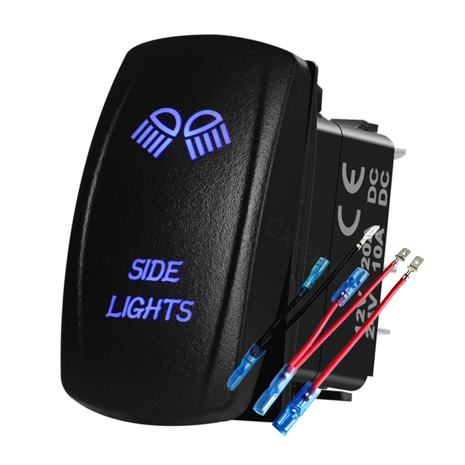 12V 24V Boat Trim Tabs Switch (ON)-OFF-(ON) Momentary Rocker Switch Waterproof Blue Light ON-OFF Toggle Switch With Harness