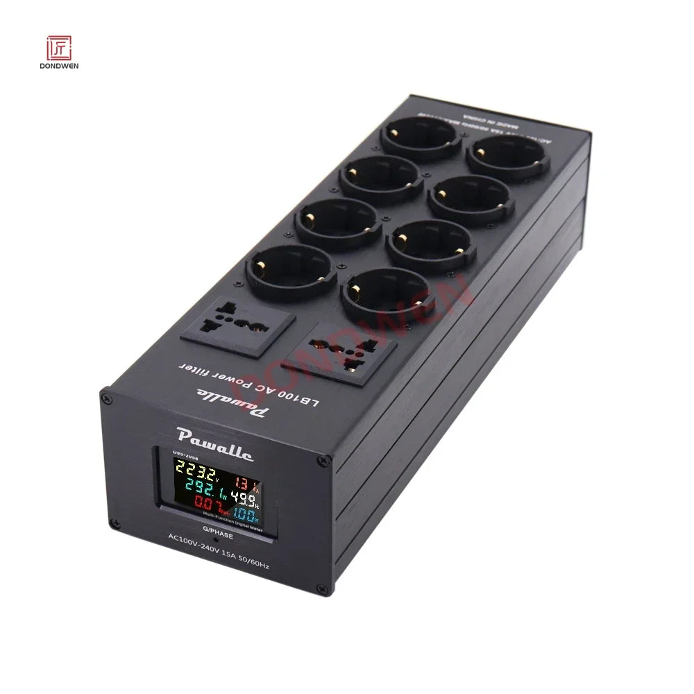 DONDWEN Power Filter Lightning Protection Surge Proof Socket Voltage Multi-function Display Compatible with EU/UK/AU Plug