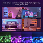 (EU Plug) LED Strip Light RGB Music Sync Color Changing  Sensitive Built-in Mic, App LED Lights DC12V Flexible