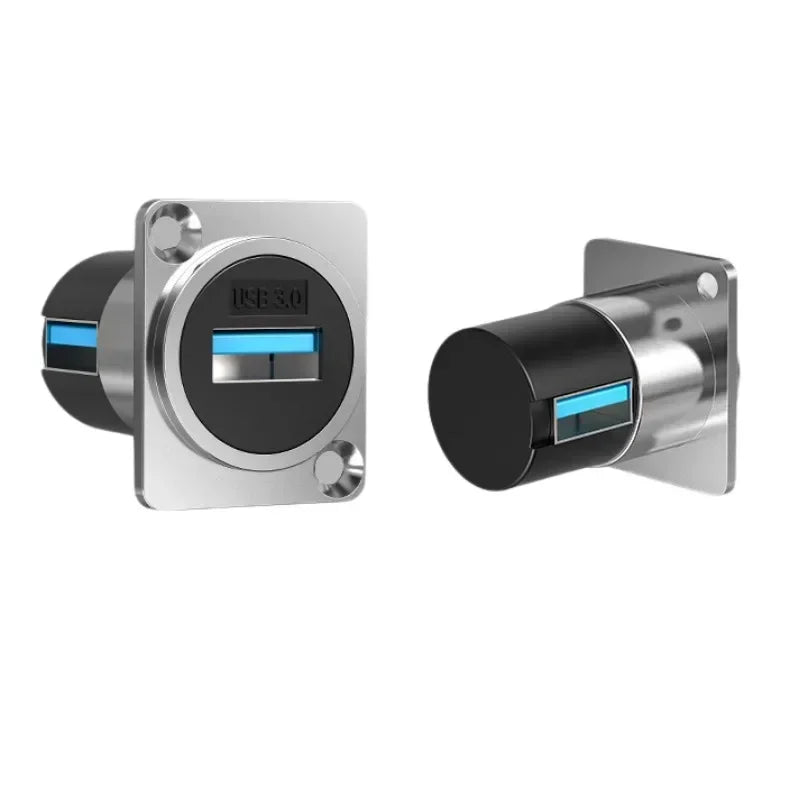 1pc Metal Round/D Type Module RJ45 CAT6&USB 2.0/3.0&Type C&HDMI-Jack Socket Through Network Panel Mounting Electronic Connector