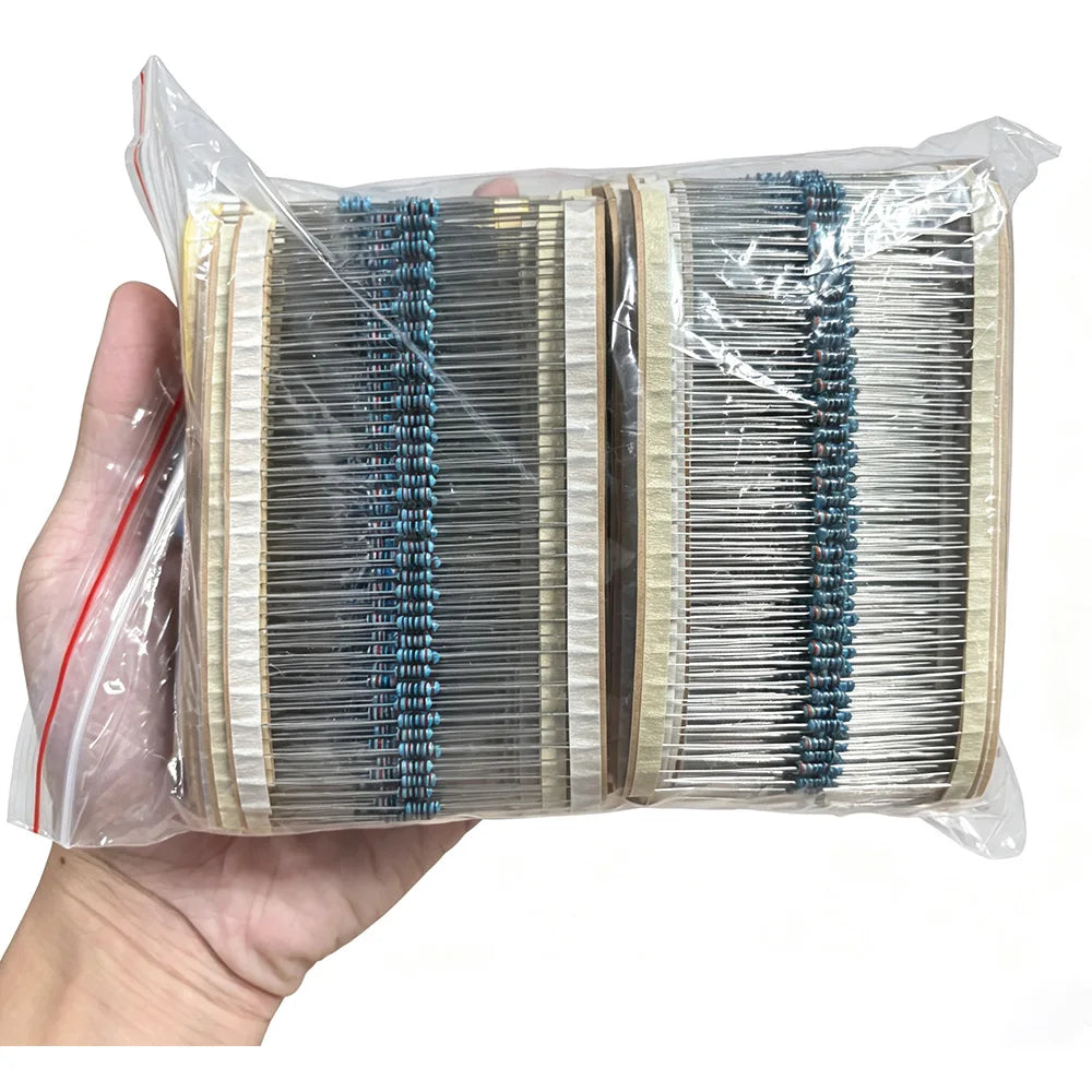 2600pcs Assorted Metal Film Resistors 130 Values 1/4W 0.25W 1% Fixed Resistor Kit for Electronics DIY Projects