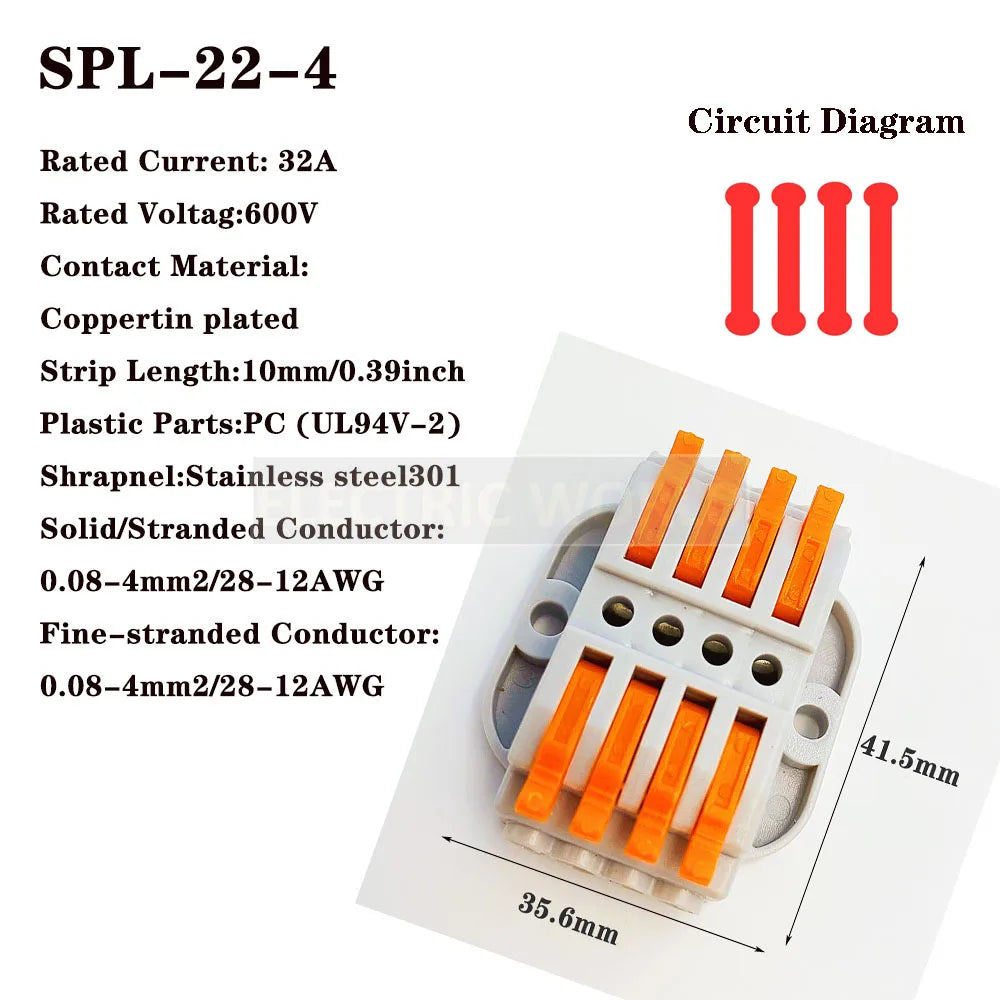 Wire Connectors KV-223-2 Terminal Block Push-in Quick Connector Docking Wiring Connector Electrical Plug-in Fast Cable Connector
