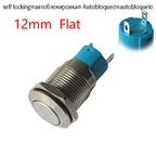 1PC 12mm 2Pin Metal Button Switch Fixed Latching No Light Waterproof Metal Push Button Self-locking Car Dashboard High Flat Head