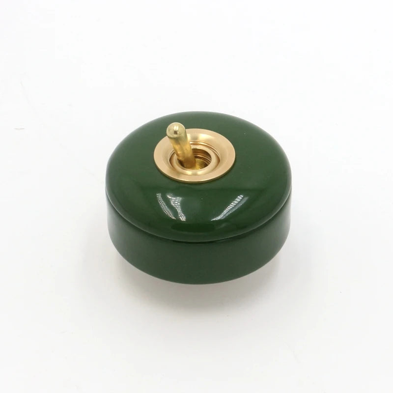 AC 250V Vintage Ceramic Toggle Switch Brass Lever Rocker Retro ON OFF Wall Switch Classical Lamp Switch