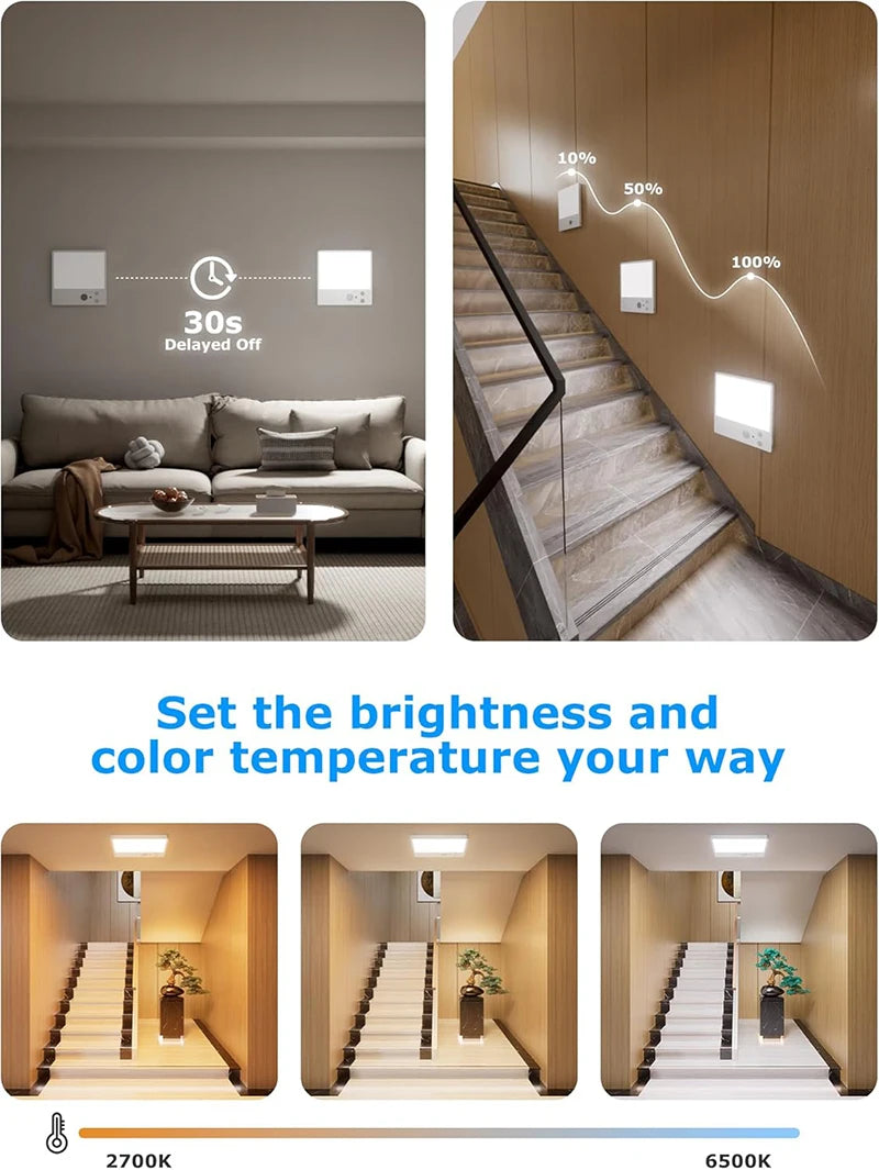 4000mAh Motion Sensor LED Ceiling Light USB Rechargeable LED Light with Remote Control, Smart Sensor Light 3-Color Lamp