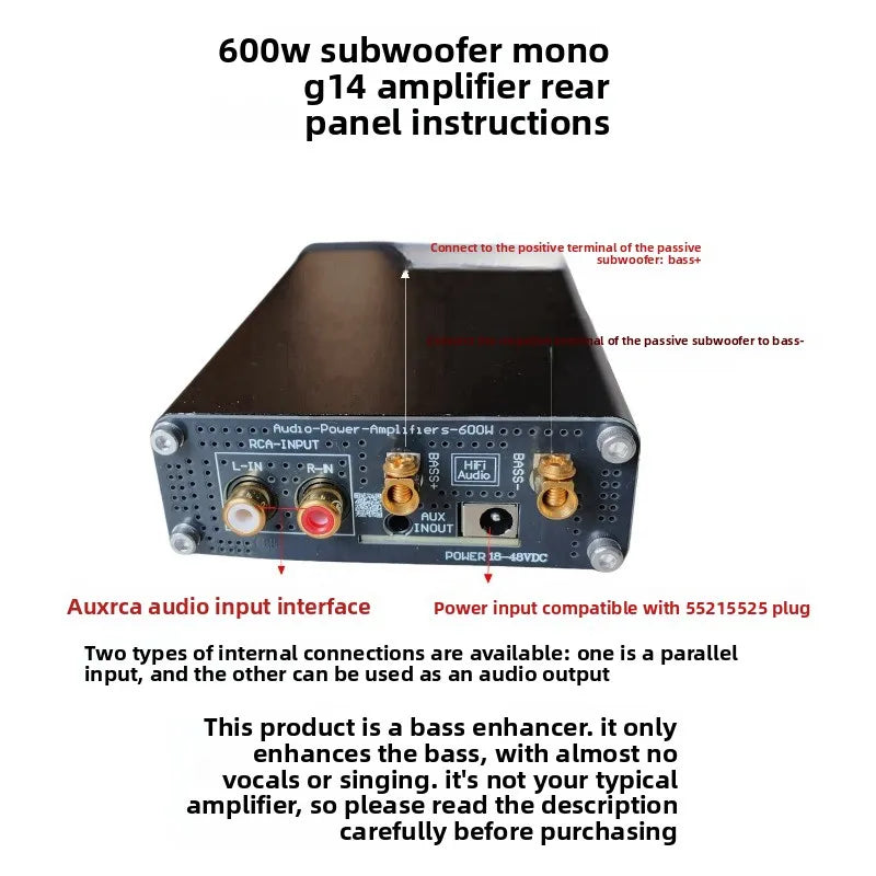 Tpa3255 600w high-power professional-grade subwoofer digital amplifier board - ready-to-use, adjustable low-frequency response