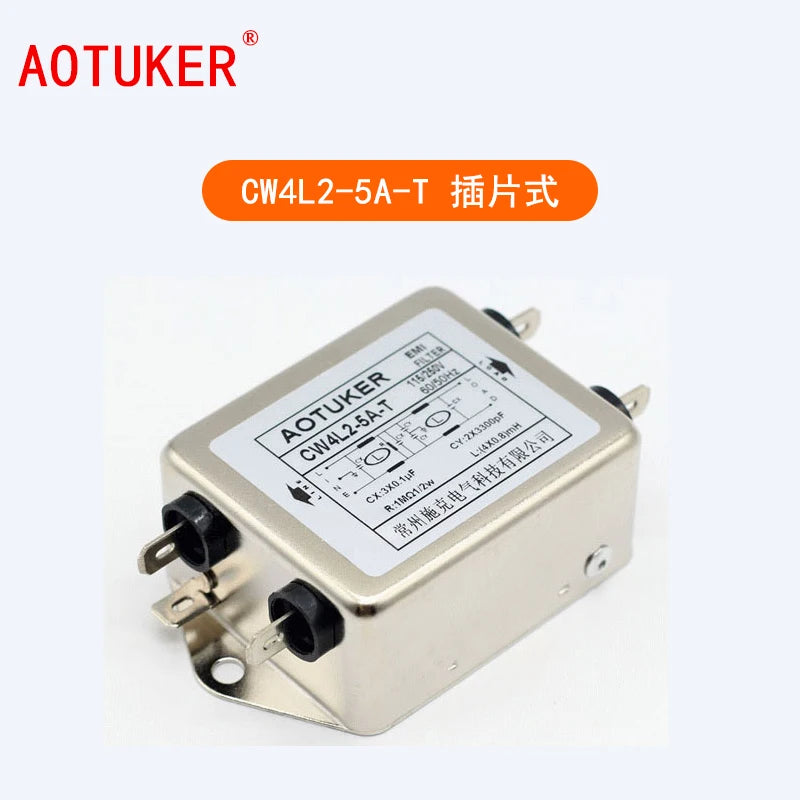 EMI Power Filter 115V/220V/250V Single Phase CW4L2-20A-T Dual Stage Filter Anti-Interference Power Purifier