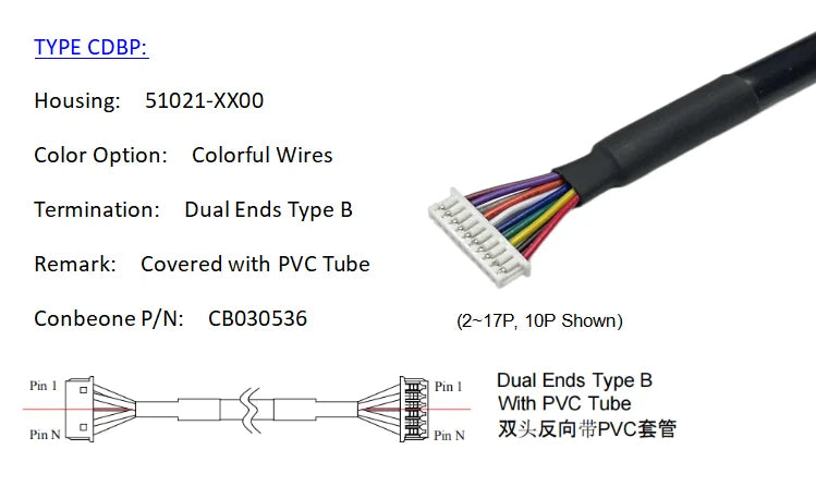 510210400 WIRE HARNESS, MOLEX PICO BLADE SERIES 1.25MM PITCH, 51021-0400, 4P CABLE, Off The Shelf