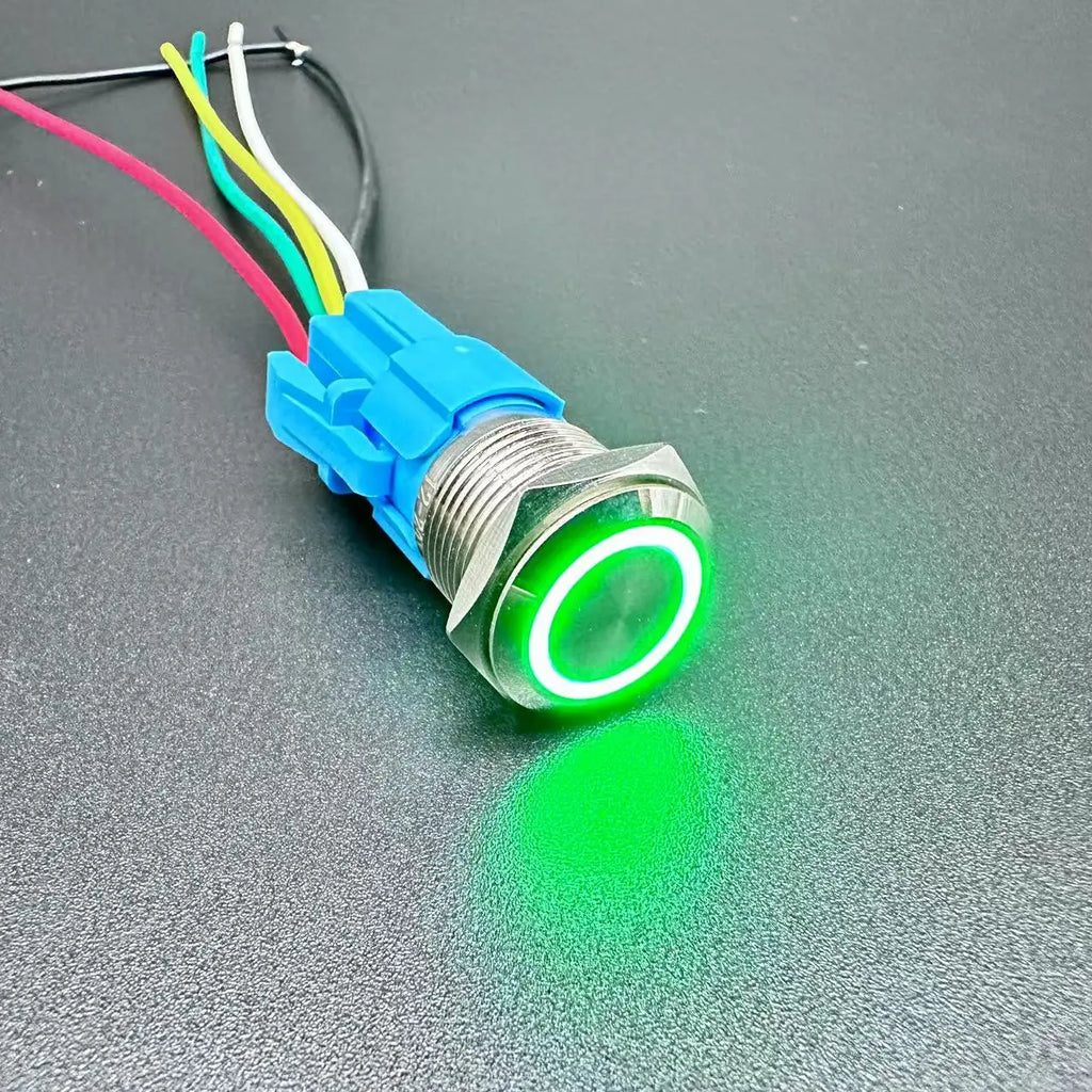 12/16/19/22MM Waterproof Metal Push Button Switch LED Light Momentary Latching Car Engine Power Switch  5V 12V 24V 220V Red Blue