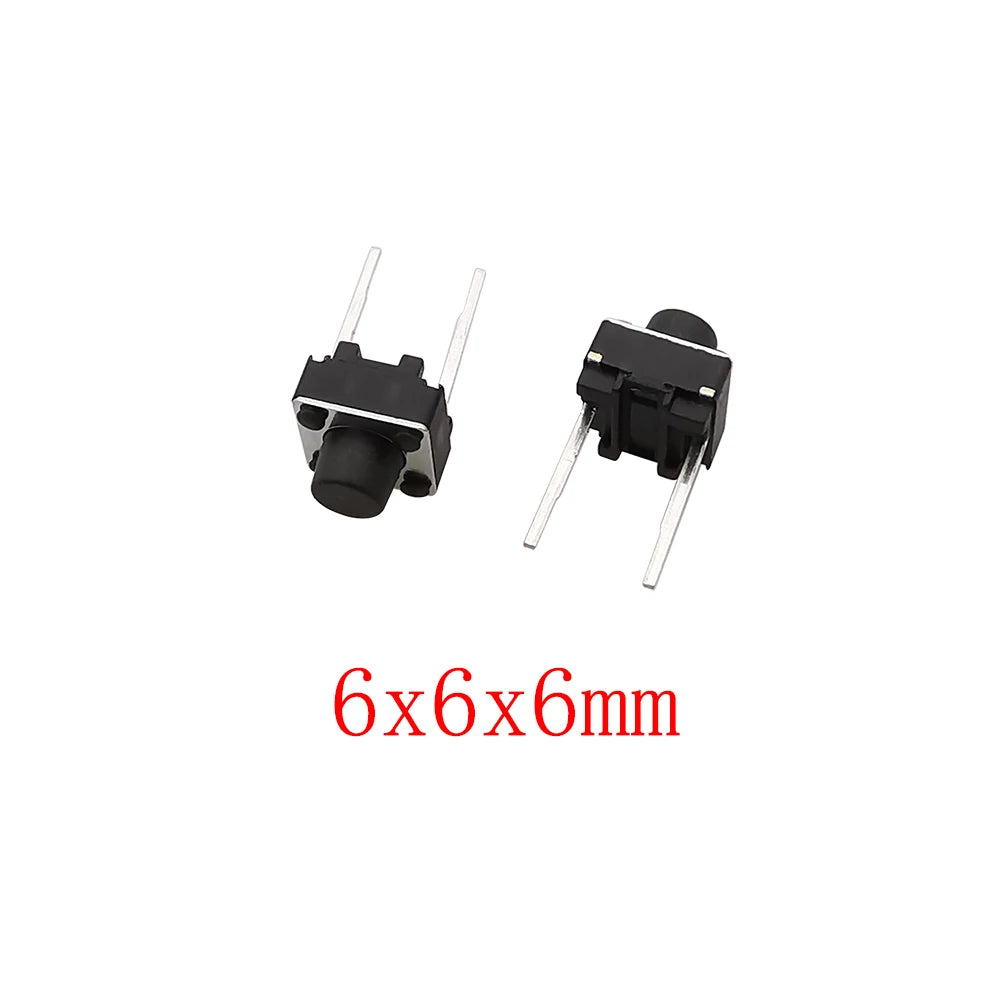 50Pcs 6x6mm Tactile Tact Micro Mini Push Button Switch PCB Panel Momentary Self-reset DIP 2 Pin Tact Switch 6x6x4.3/5/6/7/8/9mm
