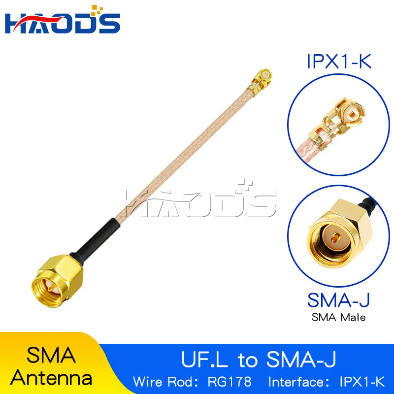 5PCS SMA Pigtail Jumper RP SMA Male Female to UF.L IPX IPX1 RG178 Cable Sockets Jack Connectors Adapter for Wifi Router GPS AP