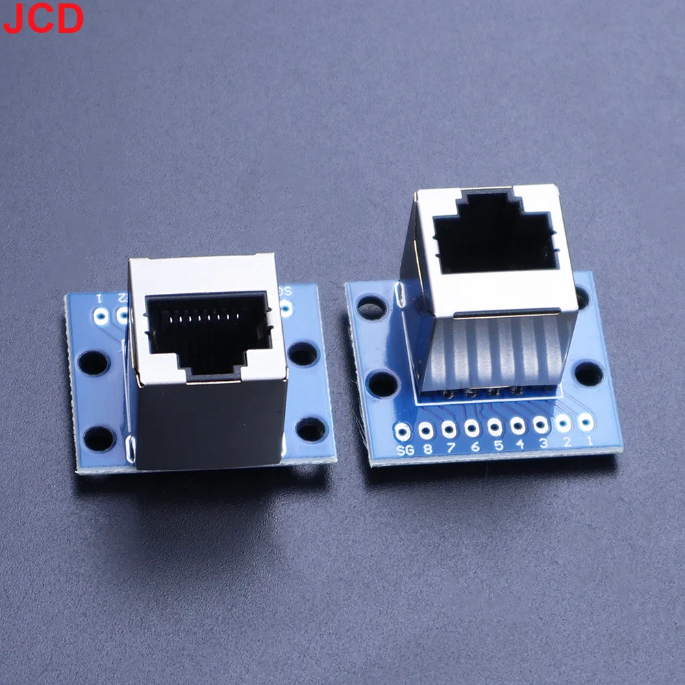 JCD 1pcs RJ45 Breakout Board With LED Lights,8P8C Female Socket Connector RJ45 Adapter Test Board with Pin Headers