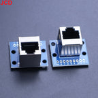 JCD 1pcs RJ45 Breakout Board With LED Lights,8P8C Female Socket Connector RJ45 Adapter Test Board with Pin Headers