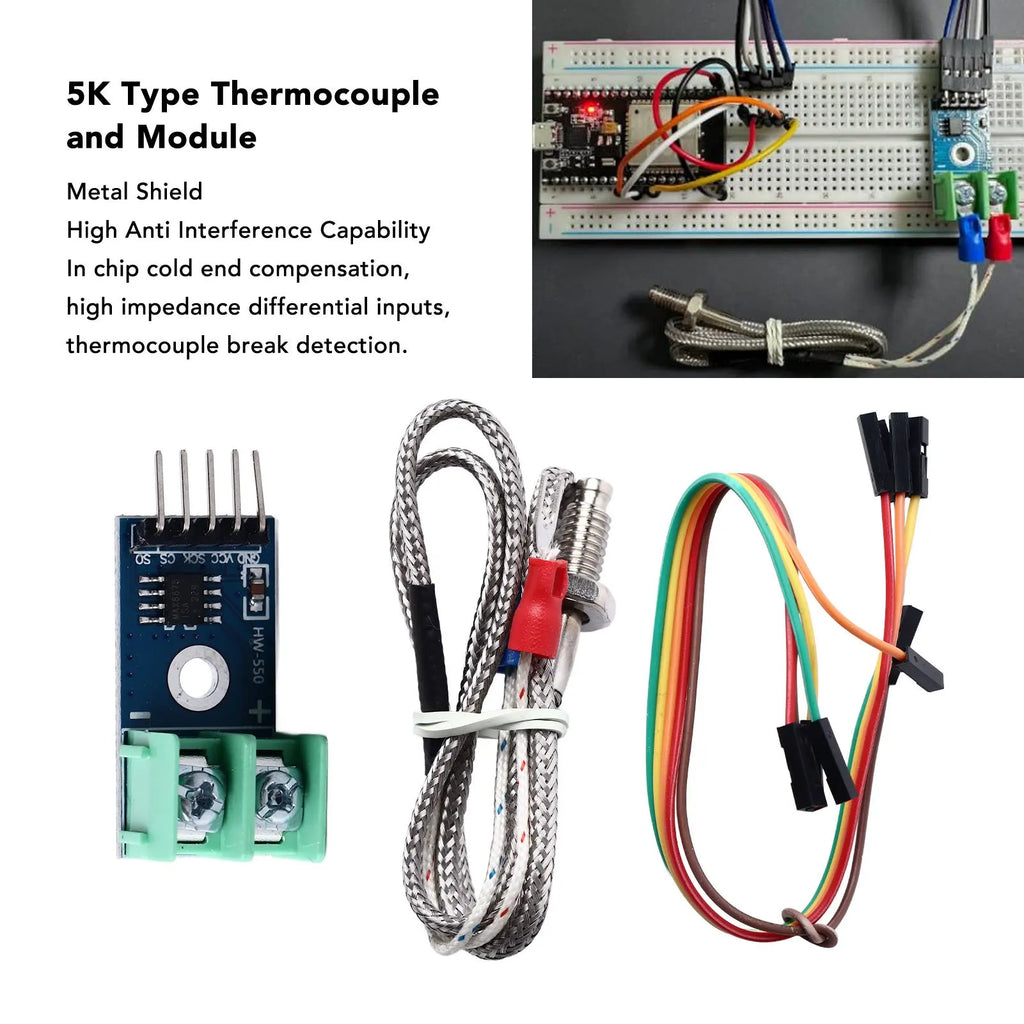 MAX6675 Type Thermocouple and Module Multifunctional K Type Thermocouple Temperature Sensor Set