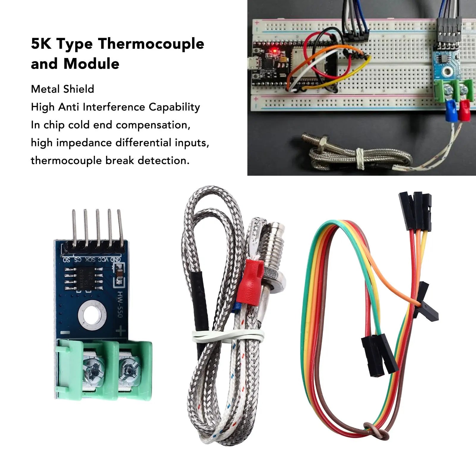 MAX6675 Type Thermocouple and Module Multifunctional K Type Thermocouple Temperature Sensor Set