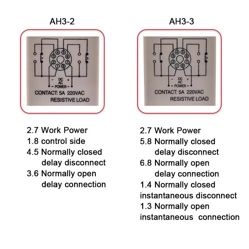 1 PC AH3-2 Time Relay AC/DC Universal Thick Stitch Power-on Delay Timer AH3-3 Time Set Range 0.1S-60m with Base DC12V24V AC220V