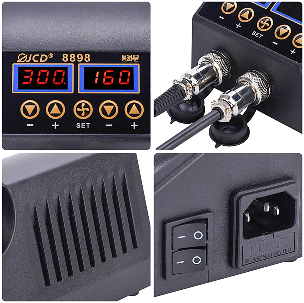 JCD 2-in-1 Soldering Station 750W LCD Digital Display Welding Rework Station for Cell-Phone BGA SMD IC Repair Tools 8898 8586D