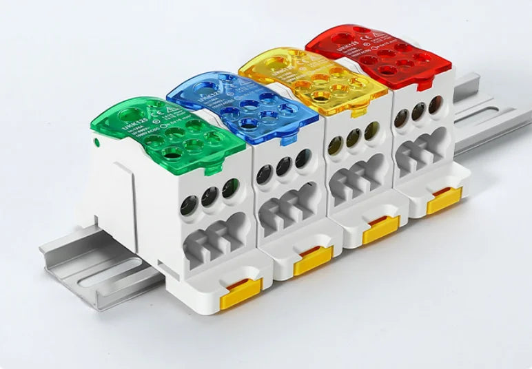 Power Distribution Block UKK250A UKK400A UKK500A 1 In 11 Out Single Pole DIN Rail Electrical Cable Connector Wire Terminal