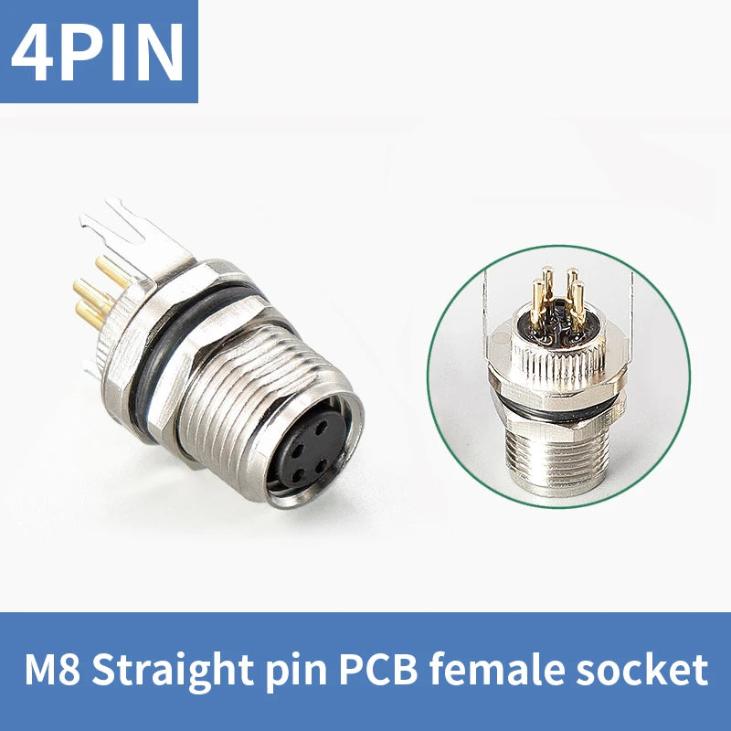 5/10 PCS M8 Male/Female Curved Straight Jack Socket 3 4 5 6 8 Pin Solder IP67/68 Waterproof PCB Panel Connector