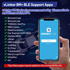 Vgate VLinker BM+ ELM327 BimmerCode Auto Code Reader BLE Diagnostic Tool Car Scanner ELM 327 OBD2 Bluetooth 4.0/3.0 V1.5
