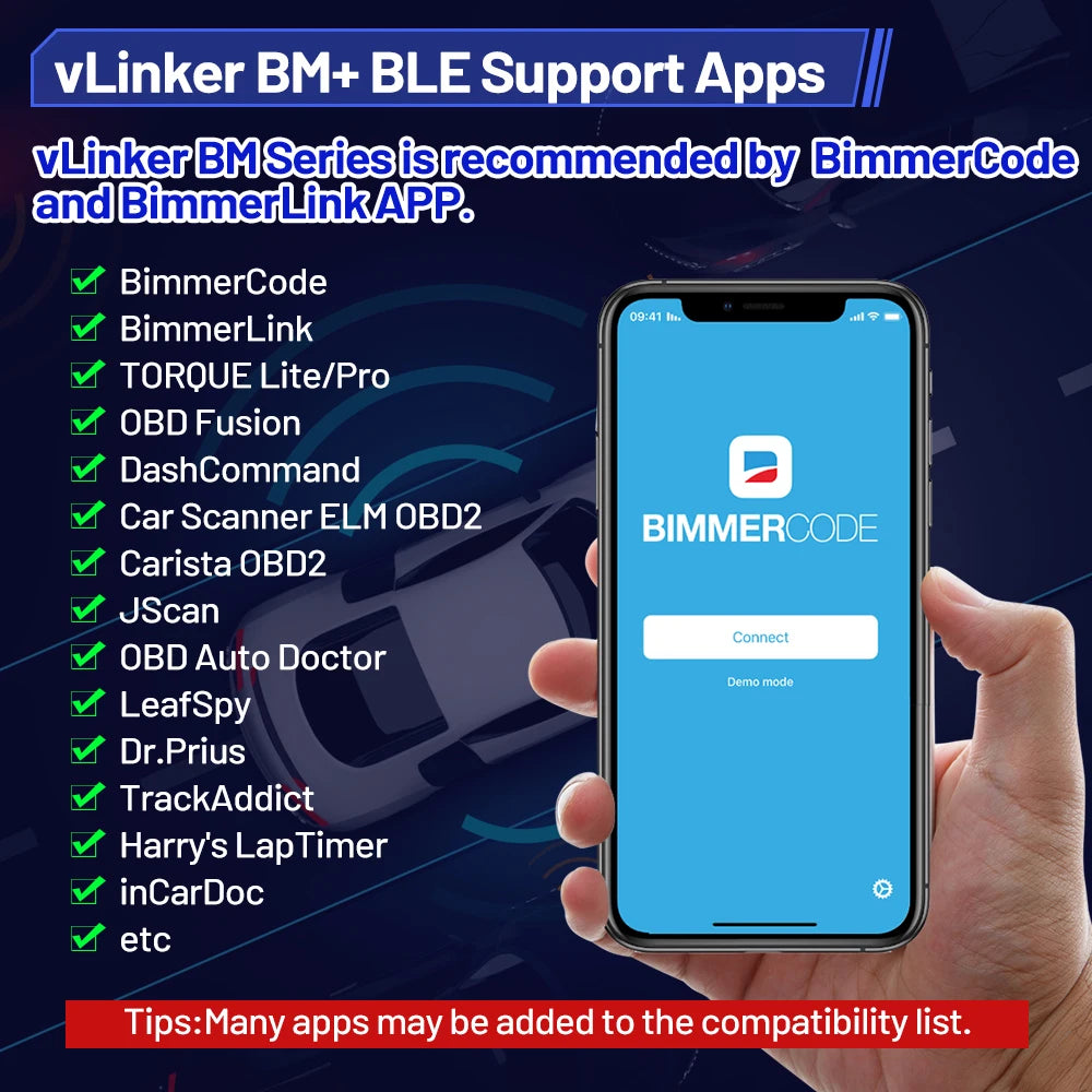 Vgate VLinker BM+ ELM327 BimmerCode Auto Code Reader BLE Diagnostic Tool Car Scanner ELM 327 OBD2 Bluetooth 4.0/3.0 V1.5