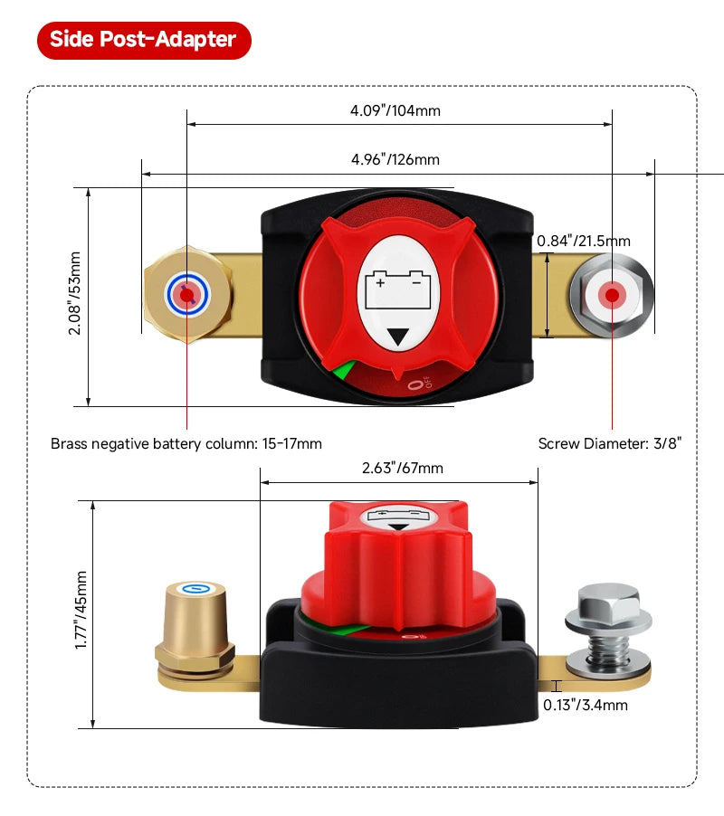 12-48V Car Isolator Disconnect Rotary Switch 275A On/Off Battery Power Cut Master Switch Disconnect Isolator for Car RV Boat