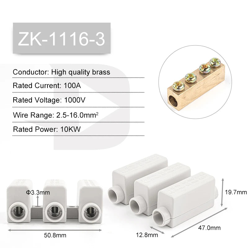 60A/400V 1-6mm2 Quick Butt Wire Connector High Power 100A/1000V 2.5-16mm2 Electric Cable Splicing Terminal Block Junction Box