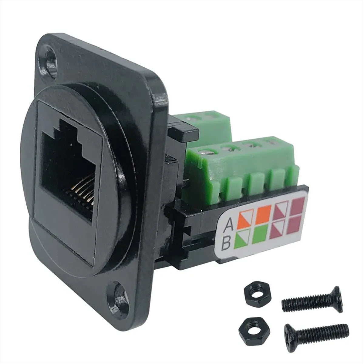 #19X Adapter,5PCS RJ45 Female Panel Mount Screw Terminal Adapter (Black)