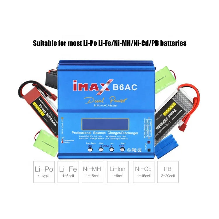 IMAX B6 AC 80W B6AC Charger Dual Power Professional Balance Discharger for Li-ion Nimh Nicd 2-6S RC Lipo Battery