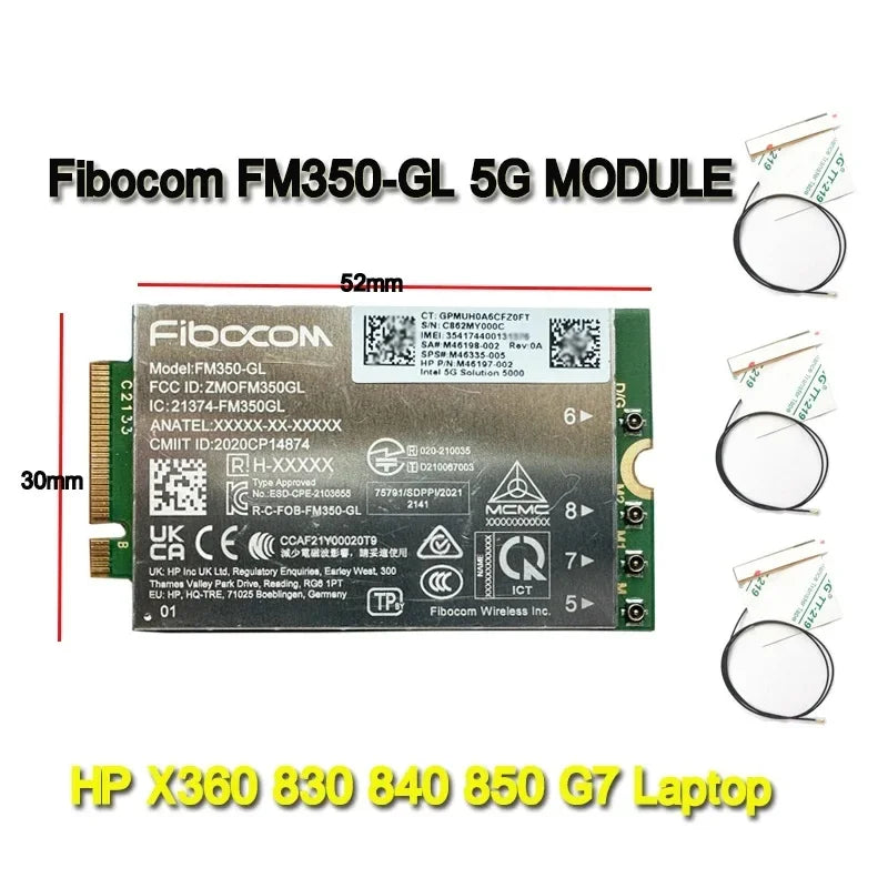 Fibocom FM350-GL Intel 5G Solution 5000 Moudle M2 Supports 5G NR for HpSpectre X360 14 Convertible Laptop 4x4 MIMO