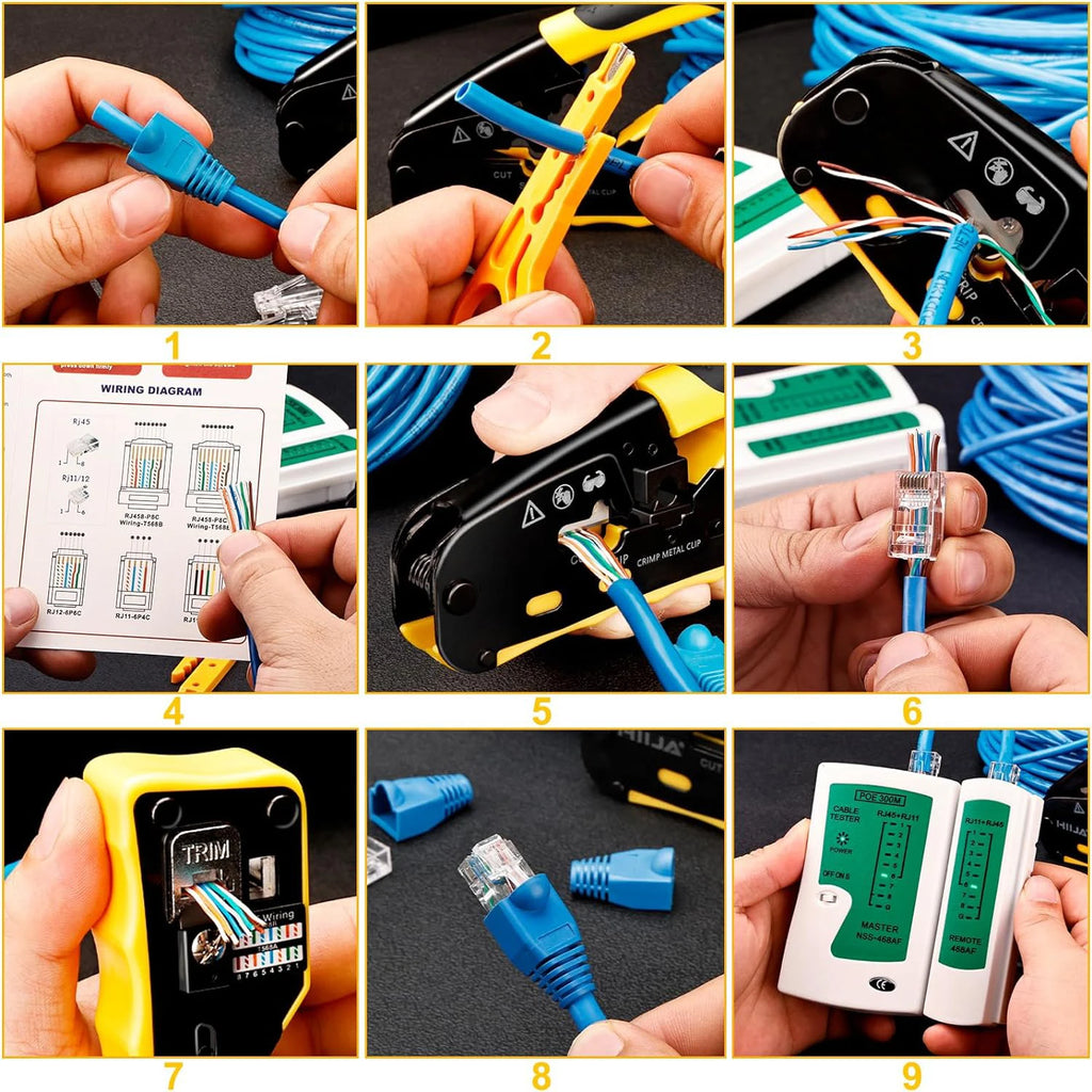 ZoeRax RJ45 Crimp Tool Pass Through Industrial Grade Ethernet Crimper All-in-one Ratcheting Modular Data Cable Crimper