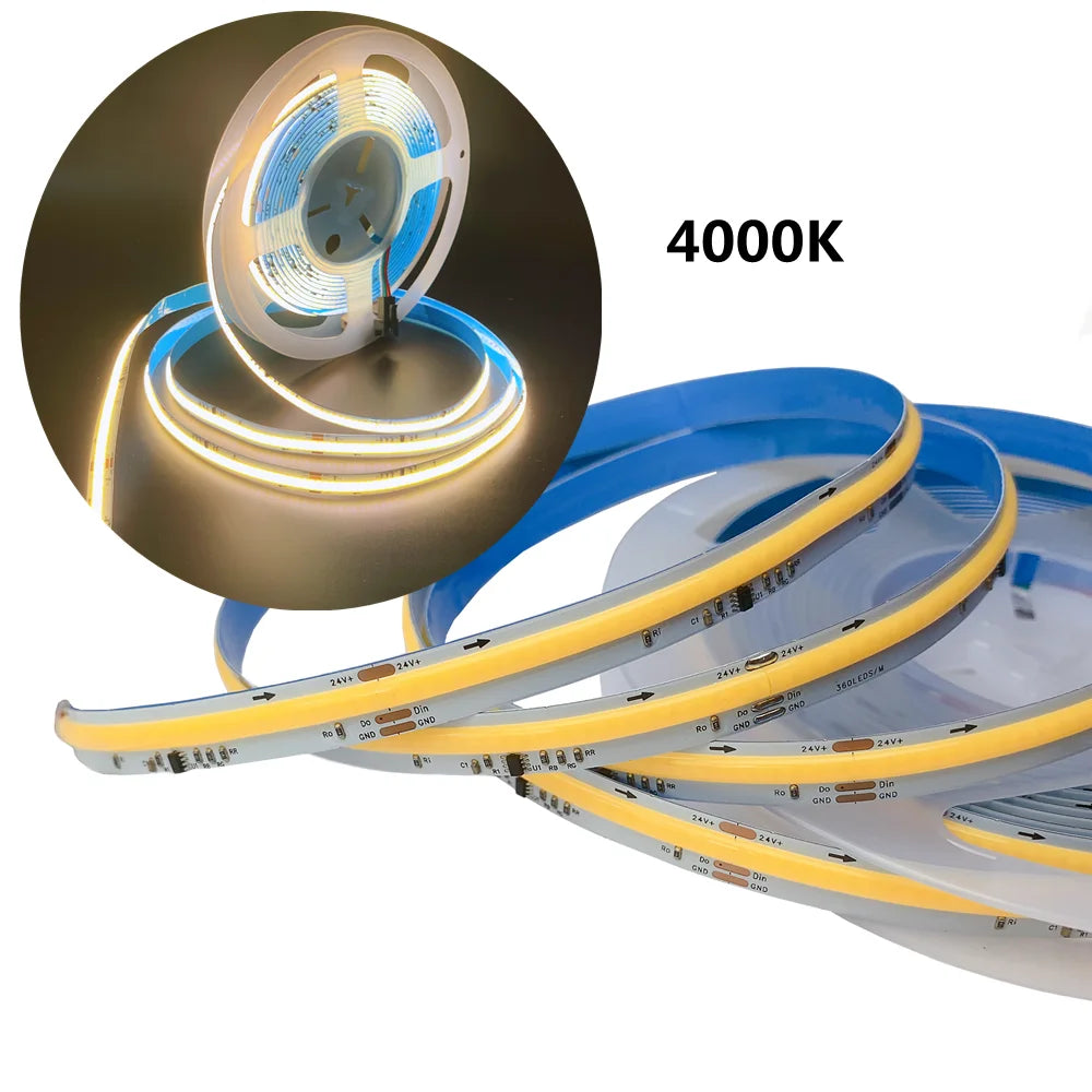 WS2811 COB Running Water Flowing LED Strip Light Horse Race Chasing Tape Wireless Remote Controller DC24V Power 20M 10M Full Set