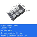 TB15A 25A 45A Copper Wiring Terminal Block 3/4/5/6/8/10/12 Position Electrical Connector Board Current Terminal Strip