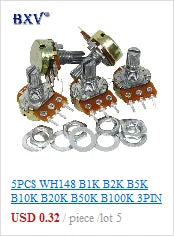 WH138-1 Potentiometer Adjustable Resistance Speed Regulator With Switch WH138 B5K B10K B20K B50K B100K B250K B500K 10K 100K 2PCS