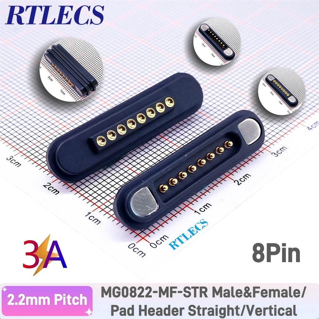 3A Magnetic Spring Loaded Pogo Pin Connector 24VDC LED Snap-on JST SM JR Servo Extended Cable 5/6/7/8/9 Pin Male Female Blind