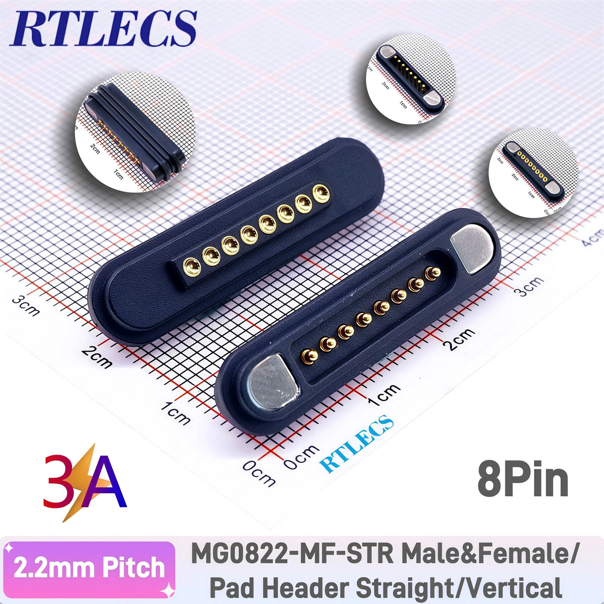 3A Magnetic Spring Loaded Pogo Pin Connector 24VDC LED Snap-on JST SM JR Servo Extended Cable 5/6/7/8/9 Pin Male Female Blind