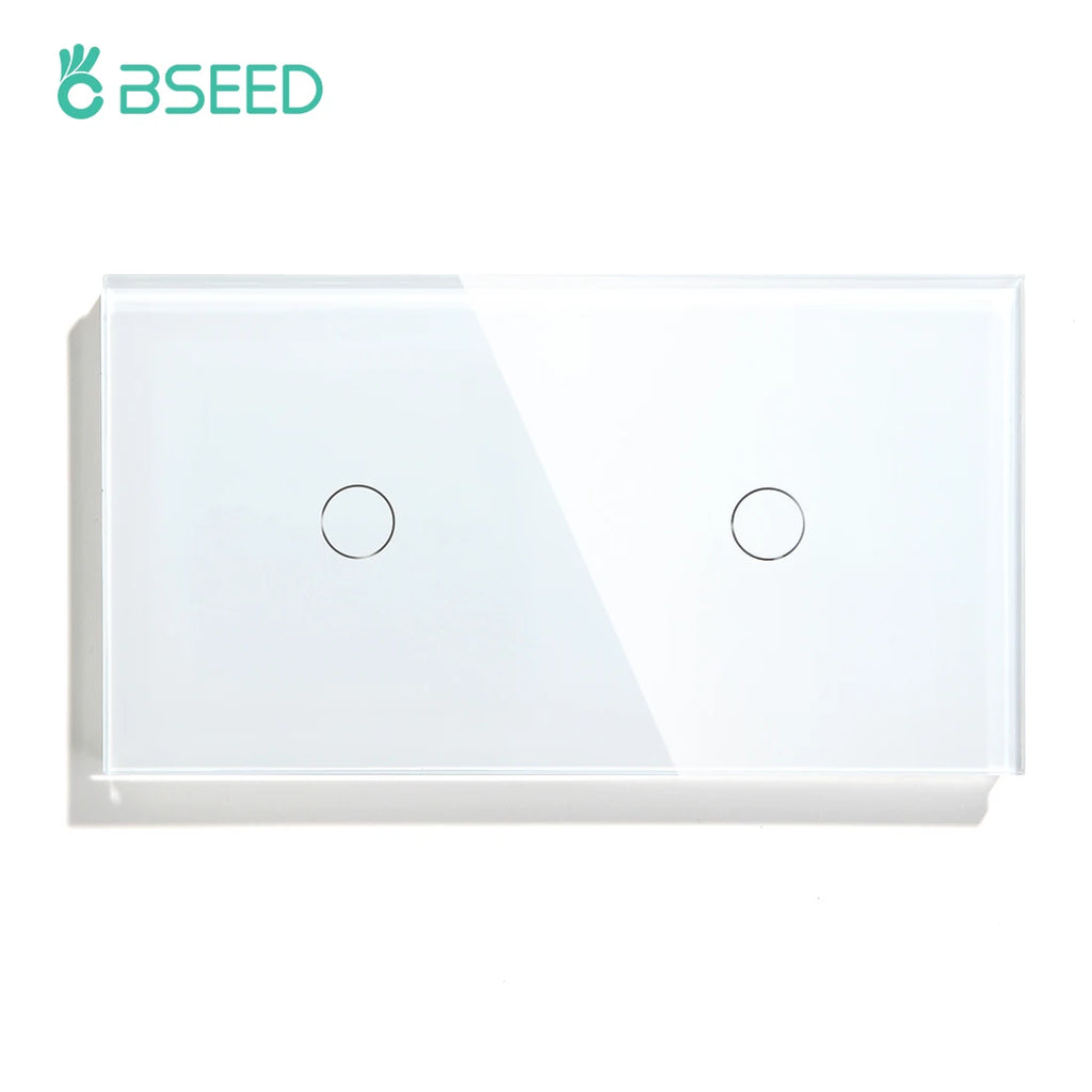 BSEED 1/2/3Gang Touch Switch Double Light Switch Triple Sensor Switch 1Way EU Standard Glass Panel Blue Back Light White Series