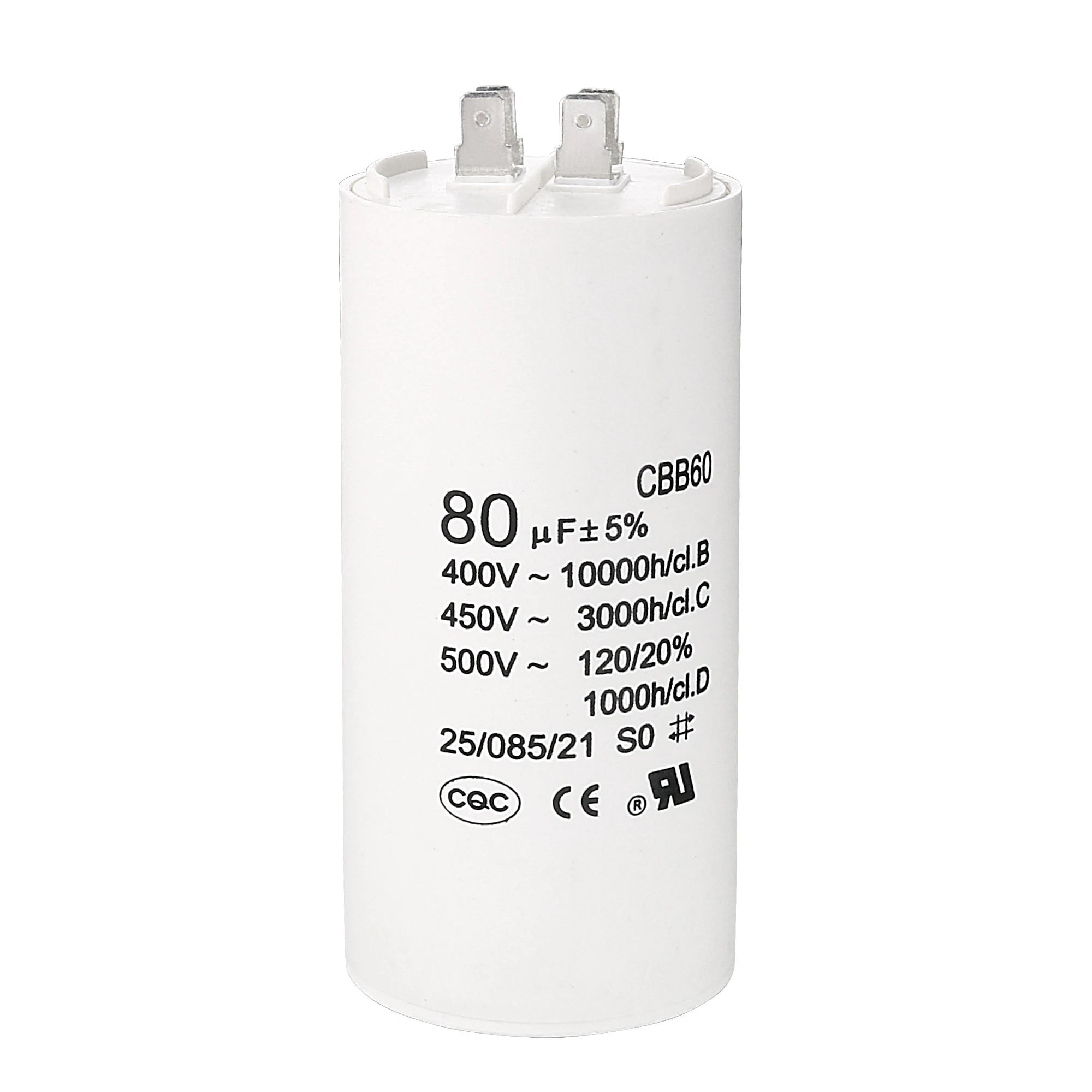 1Pcs CBB60 Run Capacitor 8uF-80uF 450V AC Double Insert 50/60Hz Cylinder White for Air Compressor Water Pump Motor