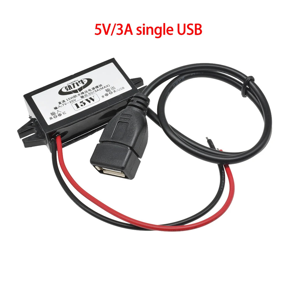DC-DC Step Down Buck Converter Power Supply Module for Car 12V to 5V 3A 15W for Car Male Female USB Mini USB Micro USB Adapter