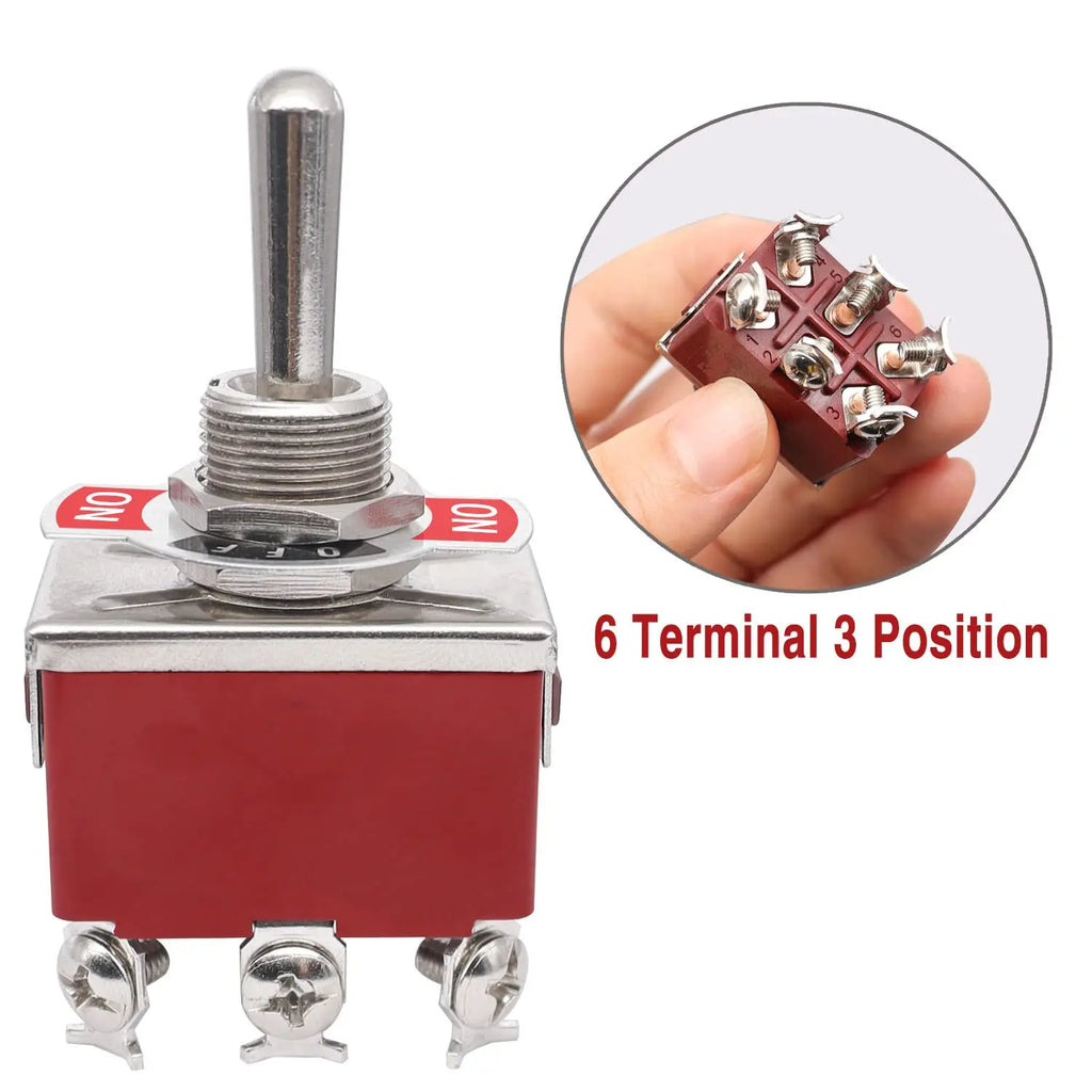 5pcs Momentary Toggle Switch DPDT (ON)-Off-(ON) 6 Terminal 3 Pin Toggle Switches 12V Heavy Duty Rocker Toggle Switch waterproof