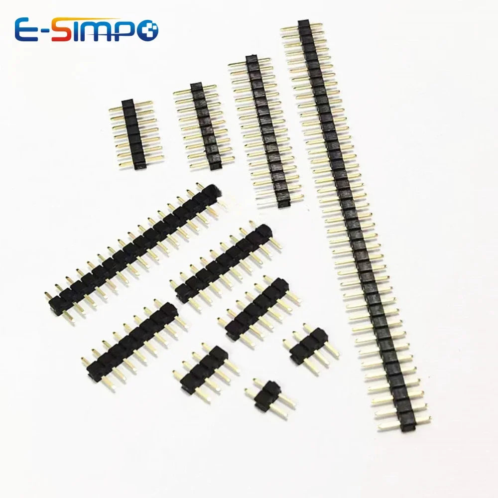 100pcs 2.54mm Male Pin Header L7.5/8.5mm 1x2/3/4/5/6P Straight Single Row Single Plastic 0.8U Gold PCB Connector