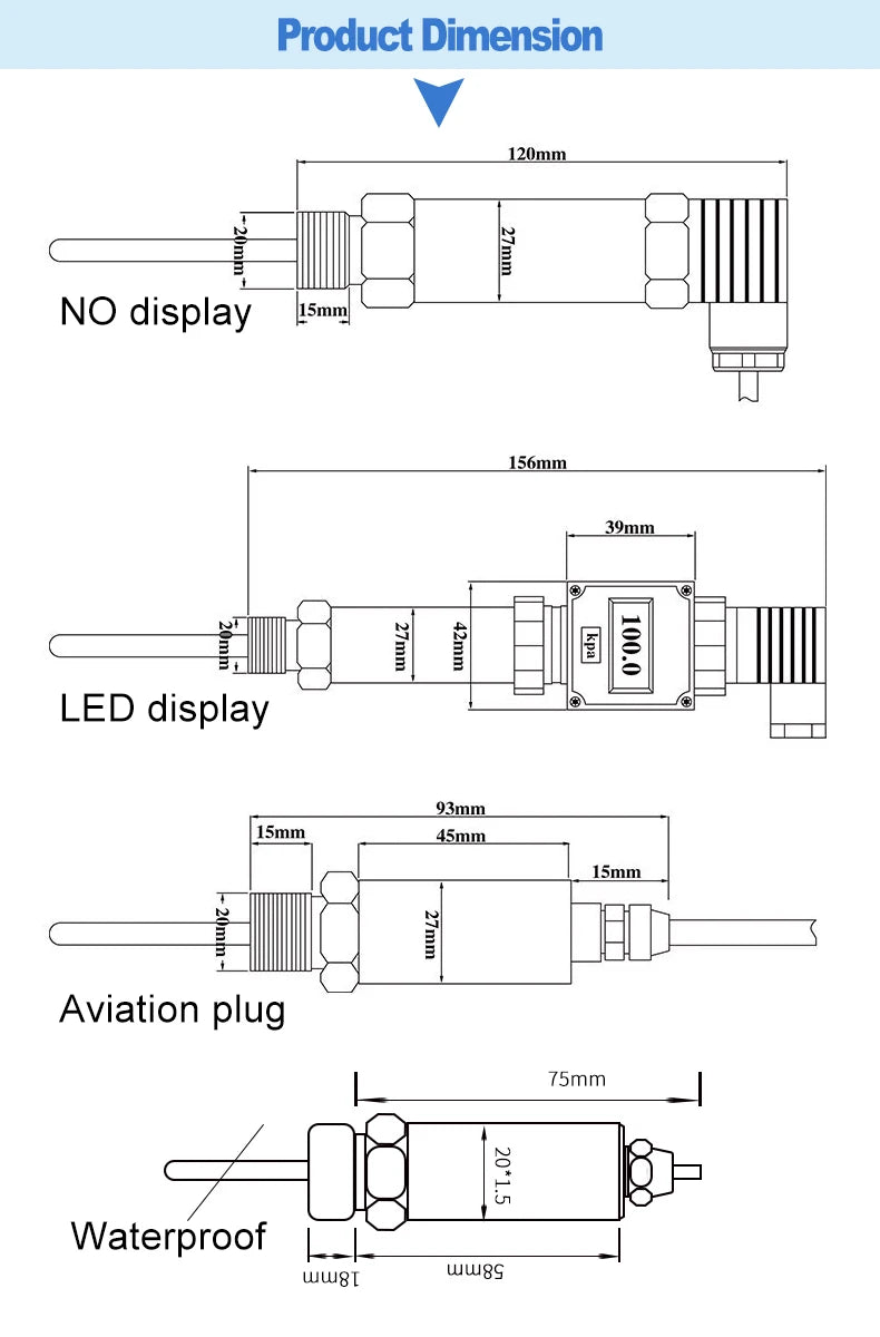 0-200C to RS485 4-20mA 0-10V 0-5V Temperature Signal Transmitter Converter -50-100C 304SS Probe DC24V PT100 Temperature Sensor
