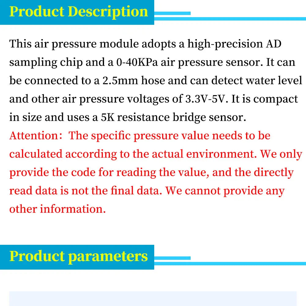 Digital Barometric Pressure Sensor Module 0- 40KPa Water Level Controller Board for Arduino Liquid Flow Sensor Module HX710B