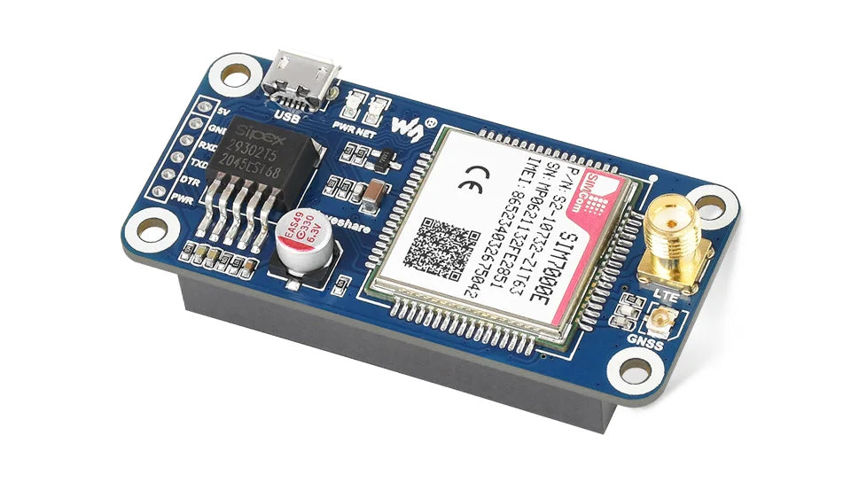Waveshare SIM7000E NB-IoT / Cat-M / EDGE / GPRS HAT for Raspberry Pi, GNSS, for Europe, Africa, Australia, Southeast Asia