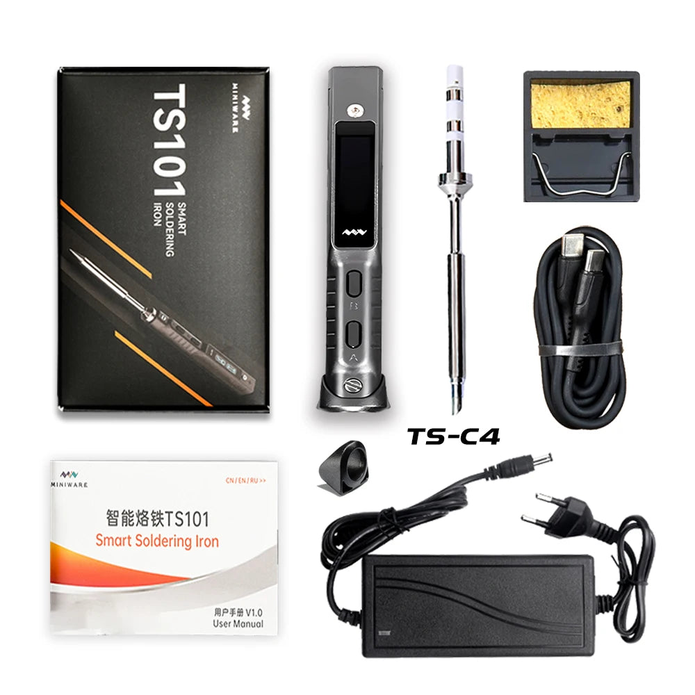 Original TS101 Electric Soldering Iron Adjustable Temperature Digital USB Mini Solder Station 90W TS100 TS 101 Upgrade With Tips