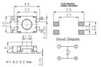 50PCS Reel Packing 3X3.5mm H=1.8/2.0/2.5mm 4Pin SMD Mini Button Switch 260gf Phone Side Push Button Momentary Tactile Switch