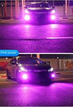 Car Led Fog Lamp with Flashing 3030 Three-Color Fog Lamp Bulb Red Green Pink Blue Super Bright H3 H8 H11 9006 9005 H7 Modified