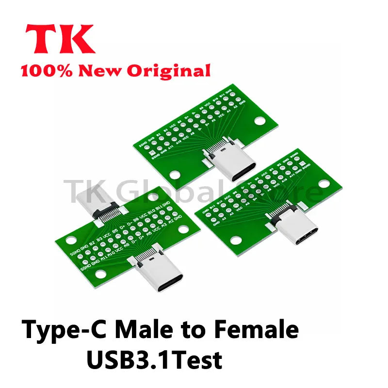 TK 1Pcs~10Pcs Type-CMale to Female USB 3.1 Test PCB Board Adapter Type C 24P 2.54mm Connector Socket For Data Line Wire Transfer