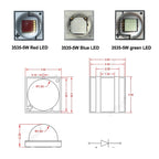 2-5pcs 3W 5W LED 3535 Ceramic SMD XPG2 High Power Chip 3-3.6V Royal Blue 450nm Green 520nm Red 620nm2-2.4V 1500mA For Flashlight